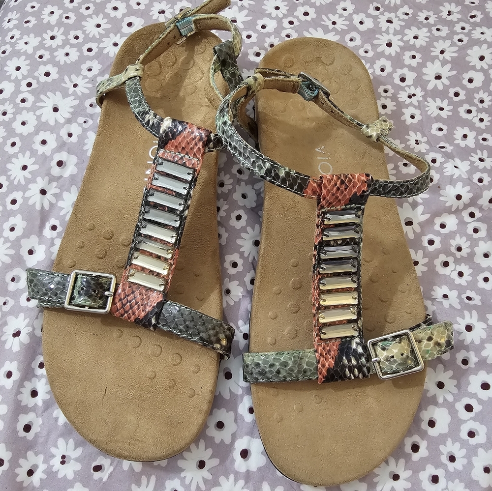 Vionic T Strap Snakeprint Sandals - image 1